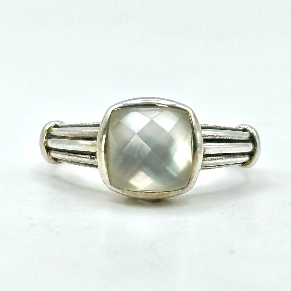 Lagos Mother of Pearl Quartz Doublet Silver Ring Size 7